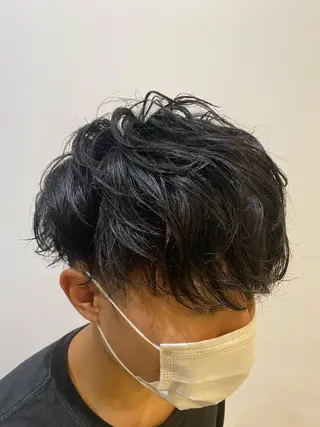 ショート パーマ メンズ 三ノ宮フェザーパーマ 10月再開予定のヘアスタイル