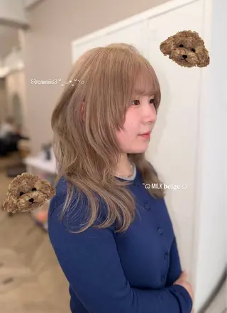 ミディアム カラー 岡山ハイトーン・ ルーツカラー/こもものヘアスタイル