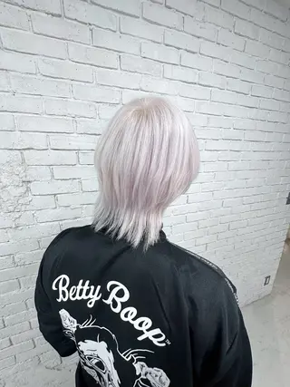 ロング カラー レイヤーブリーチ特化 ホワイト専門/岸のヘアスタイル