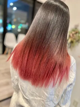 セミロング ブリーチ毛に縮毛矯正 ✨カラー✨山田 正幸のヘアスタイル