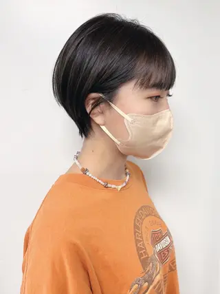 ショート カラー パーマ ヘアアレンジ メンズ 松岡彩華 ボブ /グレージュのヘアスタイル