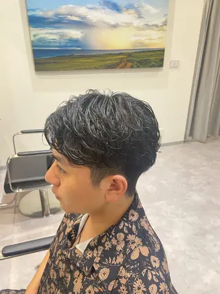 ショート パーマ メンズ ハイトーンカラー 縮毛矯正/ジャックのヘアスタイル