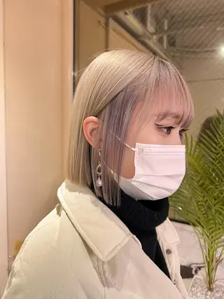 ショート カラー ハイトーン&髪質改善 &韓国エクステ🤎のヘアスタイル