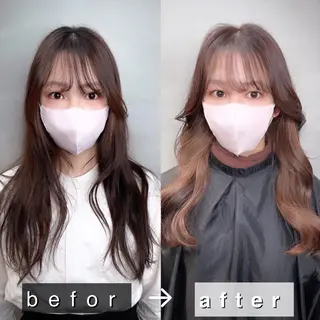 ロング カラー ヘアアレンジ 透明感カラー×小 顔レイヤー♡ヒデさんのヘアスタイル