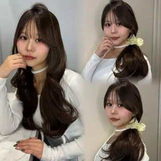 ロング カラー 前髪カット/韓国/ モモカ🎀のヘアスタイル