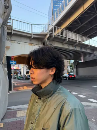 ミディアム パーマ メンズ 大阪茶屋町 メンズカット関田拳のヘアスタイル