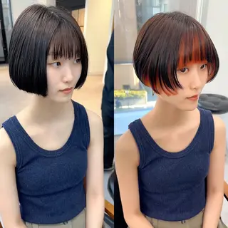ミディアム カラー パーマ ヘアアレンジ メンズ キッズ ネイル マツエク・マツパ アイブロウ レイヤーカット／顔周 りカット/縮毛矯正のヘアスタイル