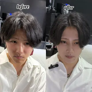メンズ 【フェザーパーマ】 【縮毛矯正】鶴田文のヘアスタイル