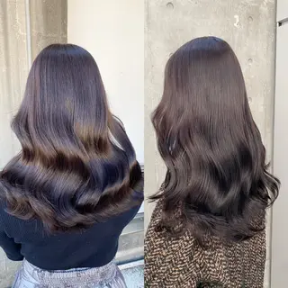 セミロング カラー 大人っぽ♡上品な暖色 ♡ブリーチなし♡のヘアスタイル