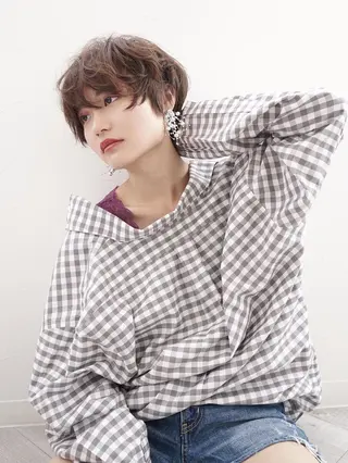 ショート カラー パーマ 花井 啓好のヘアスタイル