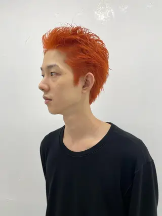 カラー メンズ スパイキーパーマ 柏NO1 藤本葉のヘアスタイル