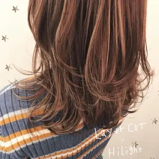 ミディアム カラー 市川 千夏のヘアスタイル