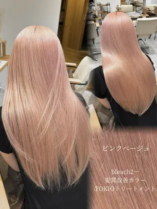 ロング カラー 肌に馴染むハイトーン /ミルクティーカラーのヘアスタイル