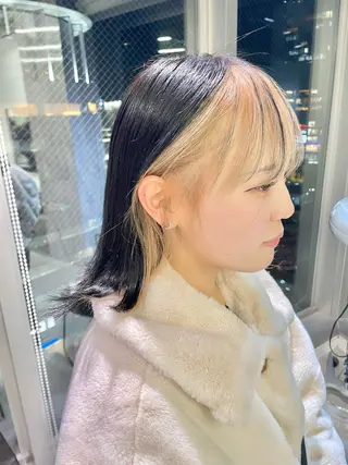 ミディアム カラー パーマ&ブリーチ /飯牟田/GEAR.のヘアスタイル