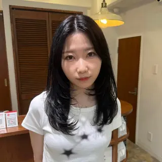 セミロング レイヤーカット 縮毛矯正 高杉颯汰のヘアスタイル