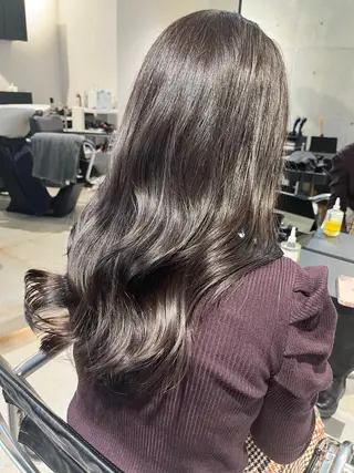 セミロング カラー パーマ ヘアアレンジ 透明感/オリーブ/ グレージュ/YUKAのヘアスタイル