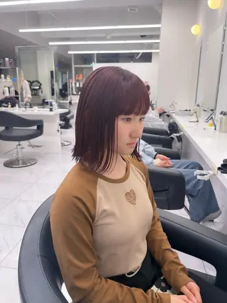 ミディアム カラー パーマ ヘアアレンジ メンズ キッズ ブリーチなしカラー/ ブラウン/レイヤーのヘアスタイル