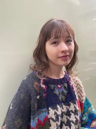 ミディアム カラー ミディアムレイヤー 添田晃基のヘアスタイル