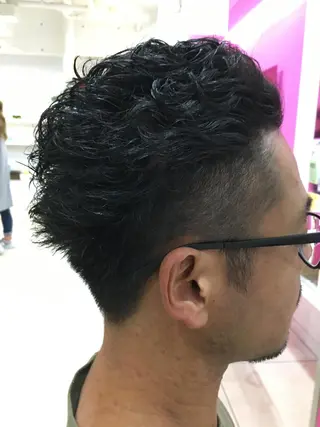 ショート パーマ メンズ 髪質改善× 白髪ぼかし溝江のヘアスタイル