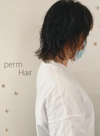 ミディアム パーマ 市川 千夏のヘアスタイル