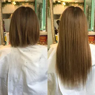 ロング カラー パーマ ヘアアレンジ 大阪レミーエクステ チビ編み込みのヘアスタイル