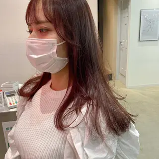 ロング カラー オリーブ/アッシュ やわらか透明感カラーのヘアスタイル