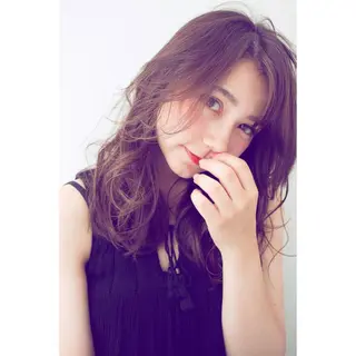 ミディアム セミロング ロング カラー パーマ 内藤 達也のヘアスタイル