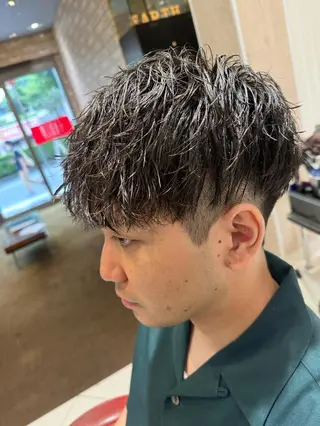 ショート パーマ ヘアアレンジ メンズ 💈メンズ特化 美容師サキ💈のヘアスタイル