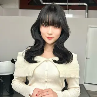 セミロング カラー 韓国ヘア×レイヤー カット/上田丈也のヘアスタイル