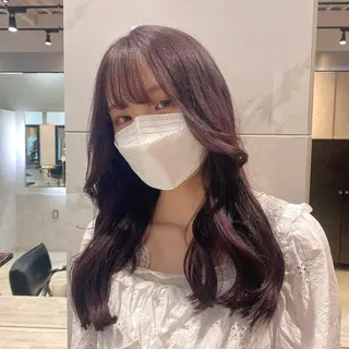 ロング カラー ヘアアレンジ 新宿⌇韓国風ヘア ⌇透明感カラーのヘアスタイル