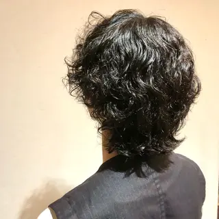 ミディアム パーマ メンズ 中村 玲美のヘアスタイル