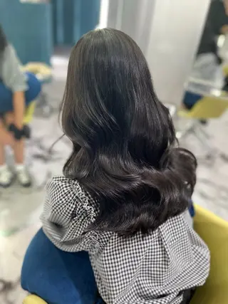 ロング カラー ヘアアレンジ レイヤー/髪質改善 縮毛/ハッシュカットのヘアスタイル
