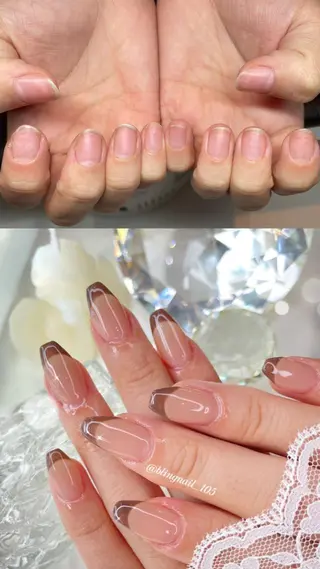 ネイル 23時まで❤︎韓国、 ワンホンネイルのネイルデザイン