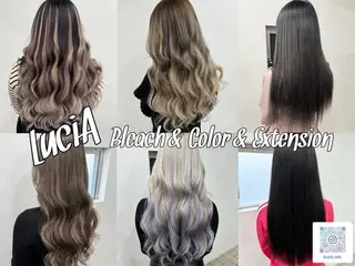 ロング カラー ヘアアレンジ LuciAエクステ カラー3000セラのヘアスタイル