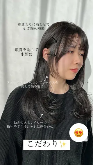 ロング けんけん cachecacheのヘアスタイル