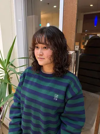 セミロング パーマ カット／ブリーチ🐏 モデル募集中 ナナホのヘアスタイル