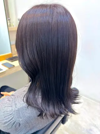 セミロング カラー 🪽ラベンダーカラー 暗髪透明感🪽レイナのヘアスタイル