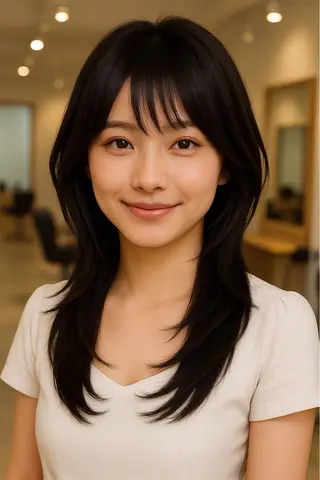 セミロング カラー パーマ ヘアアレンジ メンズ キッズ 🦋韓国レイヤー｜ 透明感グレージュ🦋のヘアスタイル