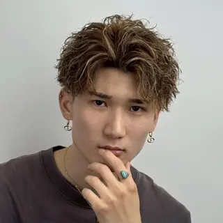 カラー パーマ ショート メンズ GLANZ 天神赤坂 メンズサロンのヘアスタイル