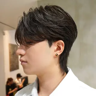 ミディアム パーマ メンズ 岡田大志🇰🇷 中/韓メンズヘアのヘアスタイル