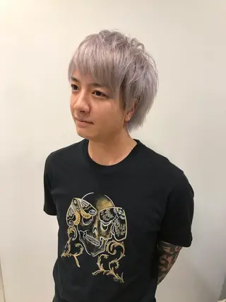 ショート カラー メンズ クロスパーマ松永裕久 似合わせカットのヘアスタイル
