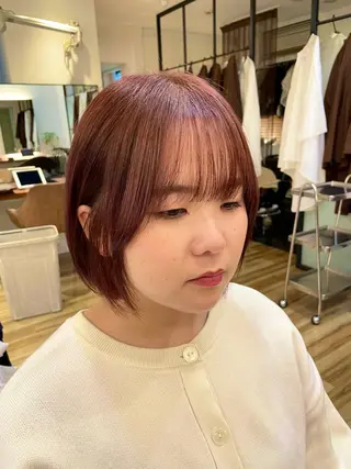 カラー ショート/ボブ/暖色 🍑おおしま くるみのヘアスタイル