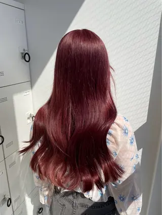 ロング カラー メンズ 💗愛され暖色💗 ピンク/レッド💗のヘアスタイル