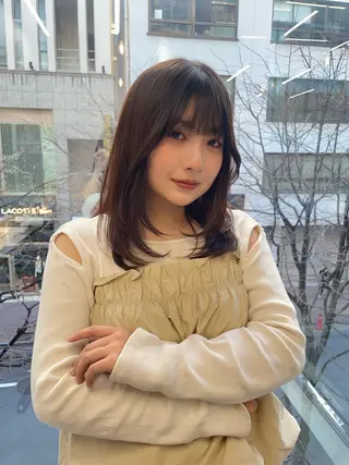 ミディアム カラー レイヤー×顔周 り×髪質改善/MIUのヘアスタイル