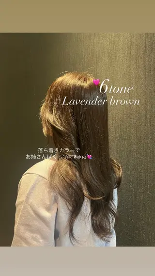 ロング カラー レイヤーカット/ フェミニン💕/鏡のヘアスタイル