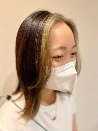 セミロング カラー 🪽ラベンダーカラー 暗髪透明感🪽レイナのヘアスタイル
