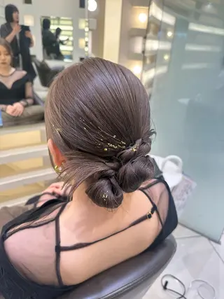 ヘアアレンジ 銀座レイヤーカット ×シースルー前髪のヘアスタイル