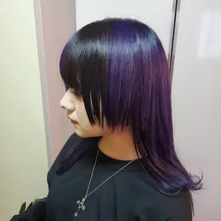 セミロング カラー 派手髪/ハイトーン/ エクステ✨ユウキのヘアスタイル