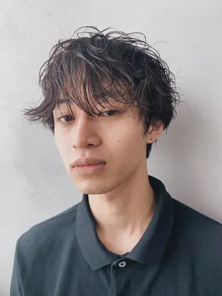 ショート パーマ メンズ ボブパーマコテ巻き風 パーマNo1深江秀平のヘアスタイル