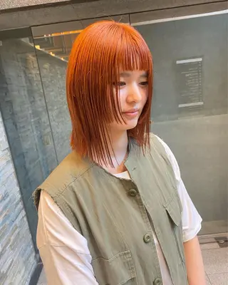 ミディアム デザインカラー/ボブ ブリーチカラー/ユリのヘアスタイル